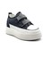 G24K313 Deri 2 cm Gizli Topuk Taşlı Cırtlı Kadın Siyah Sneaker Spor Ayakkabı 4