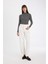 Slim Fit Dar Kesim Yarım Balıkçı Yaka Çizgili Uzun Kollu Tişört D4985AX24AU 2