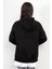 Siyah Kadın Oversize Kapüşonlu Sweatshirt Eteği T-Shirt Katman Detaylı Ribanalı Hoodie - 2520 4