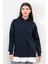 Lacivert Kadın Oversize Kapüşonlu Sweatshirt Eteği T-Shirt Katman Detaylı Ribanalı Hoodie - 2520 3