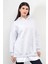 Kar Melanj Kadın Oversize Kapüşonlu Sweatshirt Eteği T-Shirt Katman Detaylı Ribanalı Hoodie - 2520 3