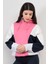 Kadın Kapüşonlu Pembe Sweatshirt 3 İp Şardonlu Pamuk Polyester Karışım Siyah-Beyaz Garnili Hoodie - 2553 5