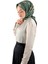 Yeşil Papatya Desen Twill Ipek Eşarp 2