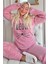 Pembe Meow Desenli Tam Peluş Pijama Takımı 1