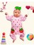 3-9 Ay Çilek Nakışlı Kız Bebek Tulumu Pembe 1