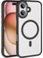 Apple iPhone 16 Plus Kılıf Wireless Şarj Özellikli Zore Krom Magsafe Silikon Kapak-Siyah 1