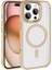 Vendas iPhone 16 Pro Max Kılıf Wireless Şarj Özellikli Zore Krom Magsafe Silikon Kapak-Gold 1