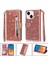 IPhone 15 Için Fermuar Cep Durumda Artı Glitter Cüzdan Kılıf Manyetik Pu (Yurt Dışından) 1