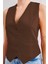 6796 Kısa Dokuma Yelek - Kahverengi 4