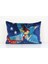 Mavi Renkli Insan Motifli Kadife Ikat Yastık Kılıfı 1