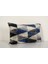Mavi ve Beyaz Renkli Geometric Desenli Kadife Ikat Yastık Kılıfı 2