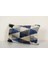 Mavi ve Beyaz Renkli Geometric Desenli Kadife Ikat Yastık Kılıfı 3