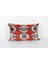Kırmızı Renkli Geometric Desenli Kadife Ikat Yastık Kılıfı 1