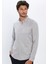 Erkek Slim Fit Dar Kesim Pamuklu Kolay Ütü Gri Düğmeli Yaka Gömlek 2