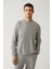 Erkek Gri Bisiklet Yaka Baskılı Soft Touch Sweatshirt A41Y1224 1