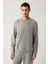 Erkek Gri Bisiklet Yaka Baskılı Soft Touch Sweatshirt A41Y1224 3