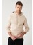 Erkek Bej Sweatshirt Kapüşonlu Yaka 3 Iplik Şardonlu Piramit Baskılı Regular Fit A32y1240 1