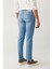 Erkek Mavi Eskitme Yıkamalı Esnek Slim Fit Ince Jean Pantolon A41y3506 5