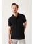 Erkek Siyah Polo Yaka T-shirt %100 Pamuk Serin Tutan Regular Fit E001004 3