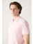 Erkek Açık Pembe 3 Düğmeli %100 Mısır Pamuğu Polo Yaka T-Shirt B001027 2