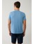 Erkek İndigo Soft Touch Bisiklet Yaka T-Shirt B001031 4