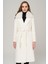 Yakası Çıkabilir Kürklü Kruvaze Ara Boy Kaşmir Kaban Ekru 3987-TK 3