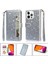 IPhone 13 Için Fermuar Cep Durumda Pro Max Pu Deri Glitter Cüzdan Kılıf (Yurt Dışından) 1