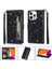IPhone 13 Için Fermuar Cep Durumda Pro Max Pu Deri Glitter Cüzdan Kılıf (Yurt Dışından) 1