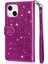 IPhone 15 Için Fermuar Cep Durumda Artı Glitter Cüzdan Kılıf Manyetik Pu (Yurt Dışından) 3