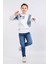Erkek Çocuk Üç Ip Kot Detaylı Sweatshirt Beyaz MRN7001 1