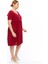 Kadın Bordo Büzgü Detaylı midi Yazlık büyük Beden Elbise 4424-105 2
