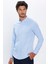 Erkek Slim Fit Dar Kesim Uzun Kollu Pamuklu Kolay Ütü Mavi Düğmeli Yaka Gömlek 1