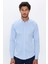 Erkek Slim Fit Dar Kesim Uzun Kollu Pamuklu Kolay Ütü Mavi Düğmeli Yaka Gömlek 2