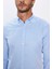 Erkek Slim Fit Dar Kesim Uzun Kollu Pamuklu Kolay Ütü Mavi Düğmeli Yaka Gömlek 4