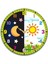 Çocuk odası duvar saati, gece gündüz temalı, renkli, dijital, UV baskılı, 48 cm 1