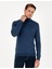 Pierre Cardin Erkek İndigo Melanj Slim Fit Balıkçı Yaka Basic Triko Kazak 50296602-VR155 1