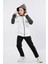 Erkek Çocuk Iki Ip Kot Detaylı Fermuarlı Kapüşonlu Sweatshirt Beyaz MRN7003 1