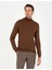 Erkek Koyu Kahverengi Slim Fit Yarım Balıkçı Yaka Basic Triko Kazak 50296614-VR084 1