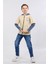 Erkek Çocuk Iki Ip Kot Detaylı Fermuarlı Kapüşonlu Sweatshirt Bej MRN7003 1