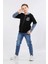 Erkek Çocuk Iki Ip Kot Detaylı Fermuarlı Kapüşonlu Sweatshirt Siyah MRN7003 1