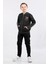 Erkek Çocuk Iki Ip Kot Detaylı Fermuarlı Kapüşonlu Sweatshirt Füme MRN7003 1