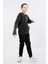 Erkek Çocuk Iki Ip Kot Detaylı Fermuarlı Kapüşonlu Sweatshirt Füme MRN7003 2