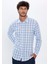 Erkek Slim Fit Dar Kesim Uzun Kollu %100 Pamuk Keten Doku Kareli Gömlek 1
