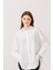 Beyaz Oversize Uzun Basic Dokuma Gömlek 1