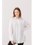 Beyaz Oversize Uzun Basic Dokuma Gömlek 4