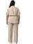 Büyük Beden Yarım Kol Gömlek Pantolon Bej Rengi Ikili Takım 3