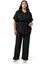 Büyük Beden Yarım Kol Gömlek Pantolon Siyah Ikili Takım 1