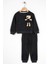 Erkek Çocuk Siyah Renkli Ayıcık Cepli Yamalı Eşofman Takımı 1