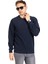 Erkek Klasik Regular Kalıp Pamuklu Selanik Yuvarlak Yaka Sweatshirt 1111-LACIVERT 3