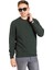 Erkek Klasik Regular Kalıp Pamuklu Selanik Yuvarlak Yaka Sweatshirt 1111-Haki Yeşili 1
